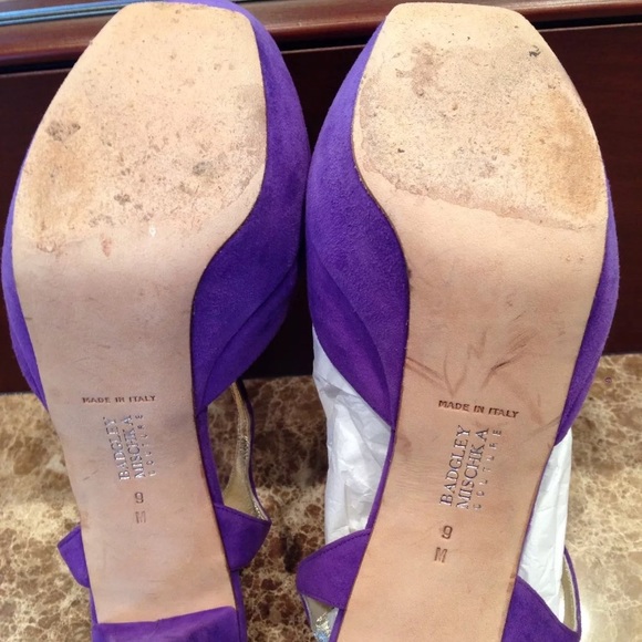 BADGLEY MISCHKA PURPLE SUEDE PEEP TOE HEEL - Picture 6 of 7